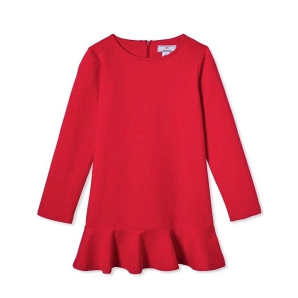 Classic Prep Preppy Ruffle Hem Sophie Swing Dress Red Girls 14